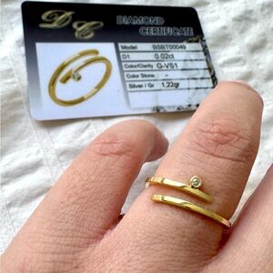Certified 0,02 ct. Diamond 14K gold ring NEW with giftbox! FOR VALENTINE’S DAY♥️